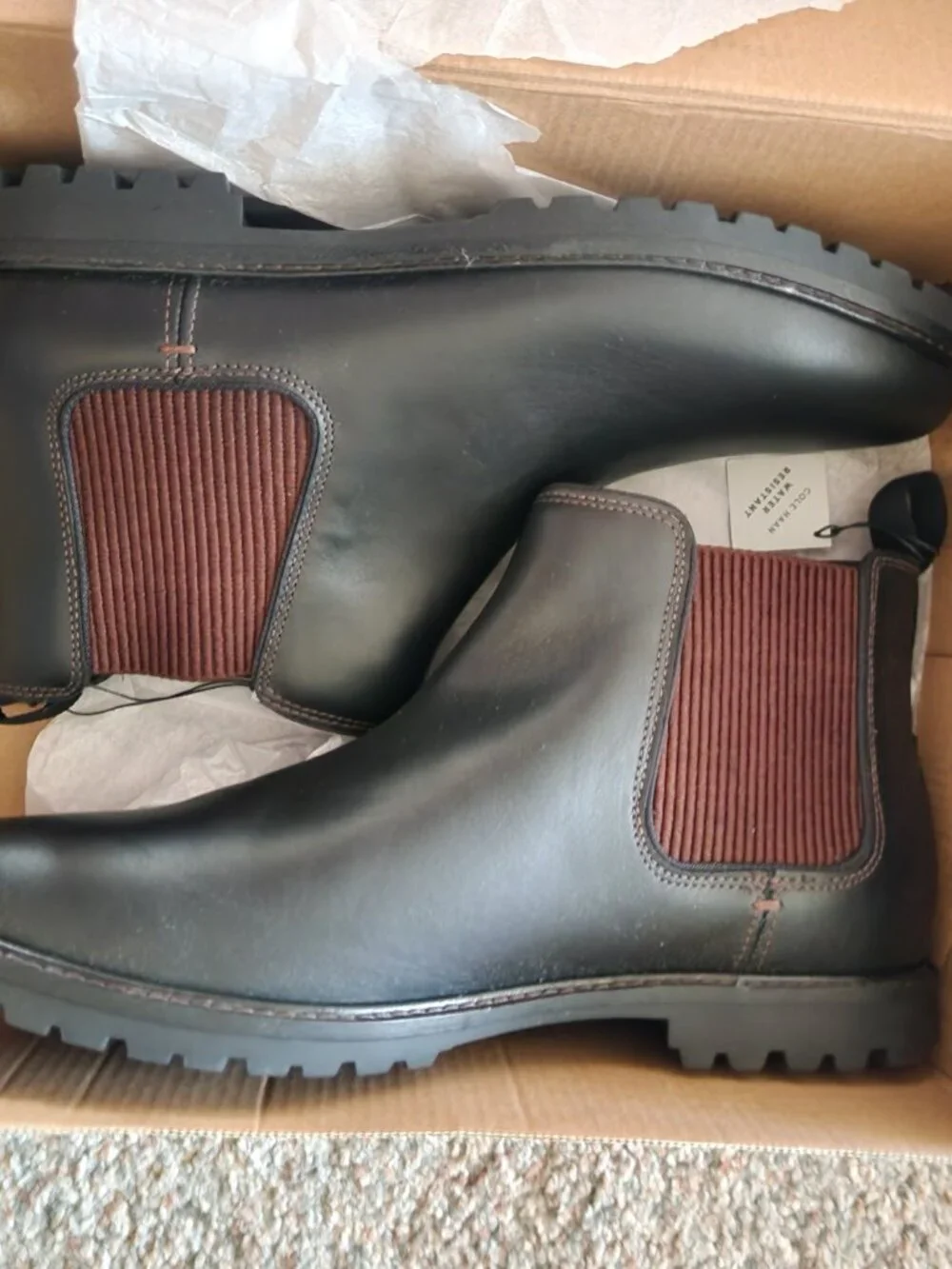 Cole Haan Midland Chelsea Boots. Black Leather. Size 9. Men's. NIB